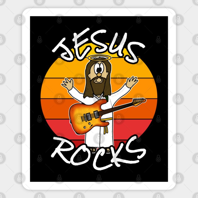 Jesus Rocks Electric Guitar Christian Guitarist Magnet by doodlerob